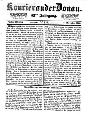 Kourier an der Donau (Donau-Zeitung) Montag 5. Dezember 1842