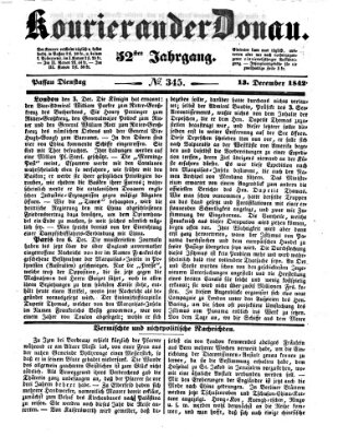 Kourier an der Donau (Donau-Zeitung) Dienstag 13. Dezember 1842