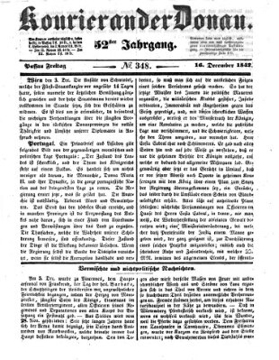 Kourier an der Donau (Donau-Zeitung) Freitag 16. Dezember 1842