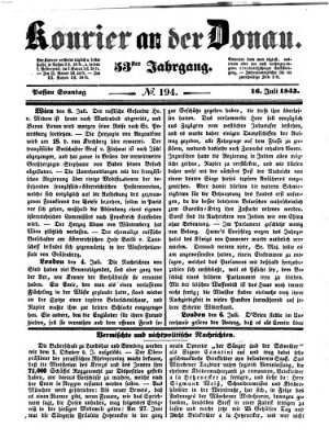 Kourier an der Donau (Donau-Zeitung) Sonntag 16. Juli 1843