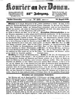 Kourier an der Donau (Donau-Zeitung) Donnerstag 10. August 1843