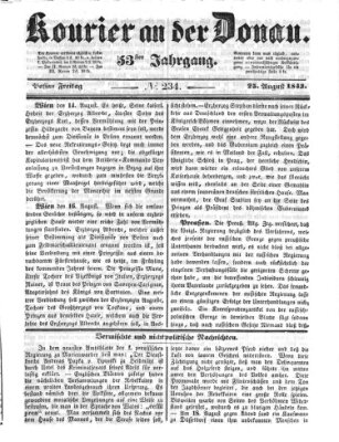 Kourier an der Donau (Donau-Zeitung) Freitag 25. August 1843