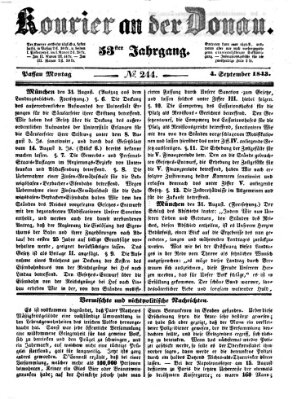 Kourier an der Donau (Donau-Zeitung) Montag 4. September 1843