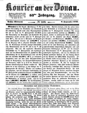 Kourier an der Donau (Donau-Zeitung) Mittwoch 6. September 1843