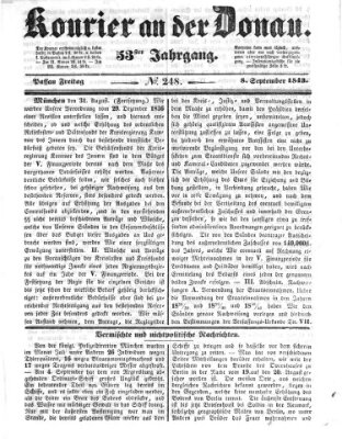 Kourier an der Donau (Donau-Zeitung) Freitag 8. September 1843