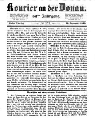 Kourier an der Donau (Donau-Zeitung) Dienstag 12. September 1843