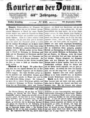 Kourier an der Donau (Donau-Zeitung) Samstag 16. September 1843