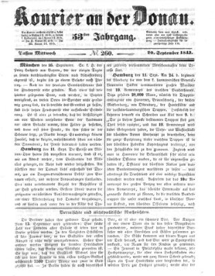 Kourier an der Donau (Donau-Zeitung) Mittwoch 20. September 1843