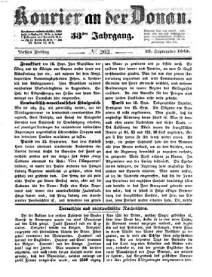 Kourier an der Donau (Donau-Zeitung) Freitag 22. September 1843