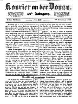 Kourier an der Donau (Donau-Zeitung) Mittwoch 29. November 1843