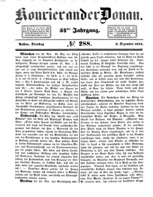 Kourier an der Donau (Donau-Zeitung) Dienstag 3. Dezember 1844