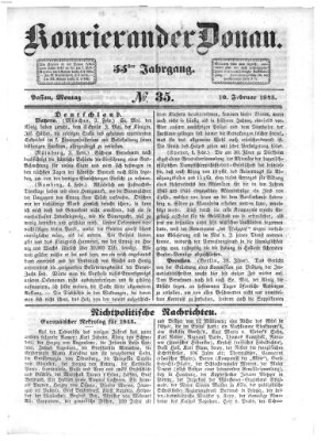 Kourier an der Donau (Donau-Zeitung) Montag 10. Februar 1845