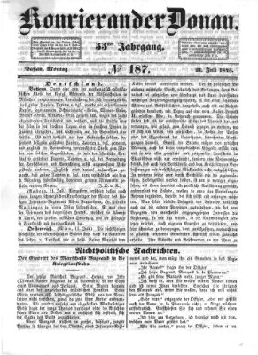 Kourier an der Donau (Donau-Zeitung) Montag 21. Juli 1845