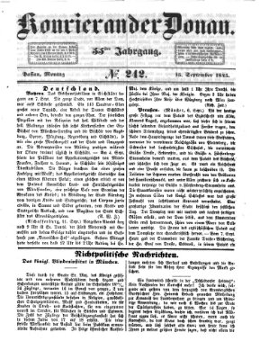 Kourier an der Donau (Donau-Zeitung) Montag 15. September 1845