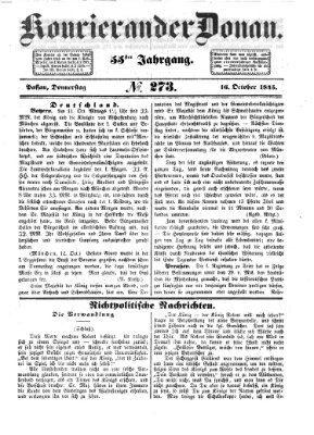 Kourier an der Donau (Donau-Zeitung) Donnerstag 16. Oktober 1845