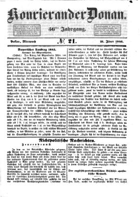 Kourier an der Donau (Donau-Zeitung) Mittwoch 21. Januar 1846