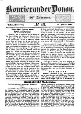 Kourier an der Donau (Donau-Zeitung) Donnerstag 12. Februar 1846