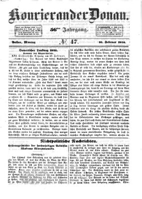 Kourier an der Donau (Donau-Zeitung) Montag 16. Februar 1846