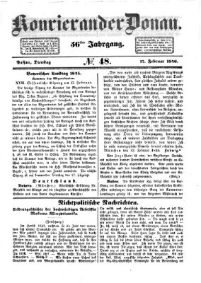 Kourier an der Donau (Donau-Zeitung) Dienstag 17. Februar 1846