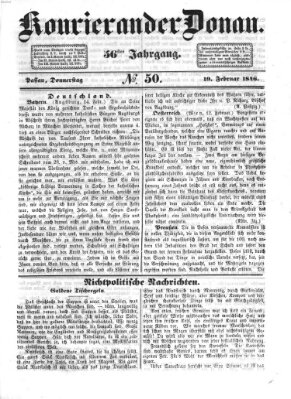 Kourier an der Donau (Donau-Zeitung) Donnerstag 19. Februar 1846