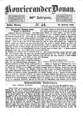 Kourier an der Donau (Donau-Zeitung) Montag 23. Februar 1846