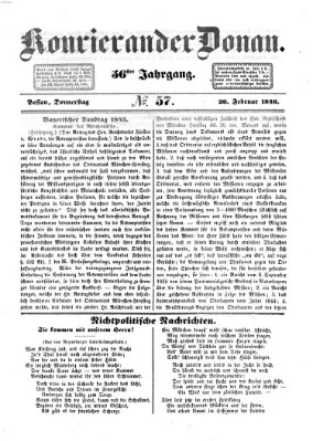 Kourier an der Donau (Donau-Zeitung) Donnerstag 26. Februar 1846