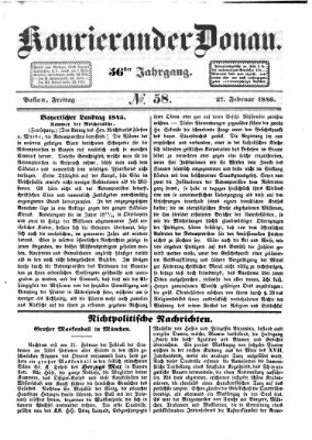 Kourier an der Donau (Donau-Zeitung) Freitag 27. Februar 1846