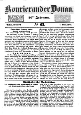 Kourier an der Donau (Donau-Zeitung) Mittwoch 4. März 1846