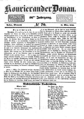 Kourier an der Donau (Donau-Zeitung) Mittwoch 11. März 1846