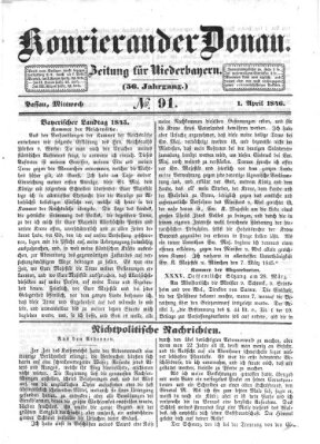 Kourier an der Donau (Donau-Zeitung) Mittwoch 1. April 1846