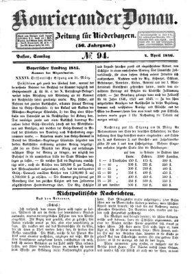 Kourier an der Donau (Donau-Zeitung) Samstag 4. April 1846