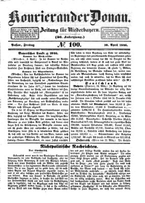 Kourier an der Donau (Donau-Zeitung) Freitag 10. April 1846