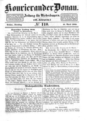 Kourier an der Donau (Donau-Zeitung) Dienstag 21. April 1846