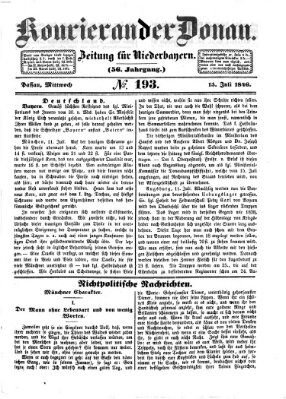 Kourier an der Donau (Donau-Zeitung) Mittwoch 15. Juli 1846