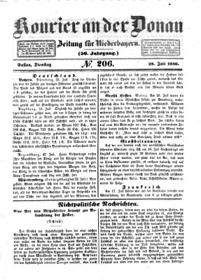 Kourier an der Donau (Donau-Zeitung) Dienstag 28. Juli 1846