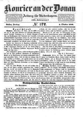 Kourier an der Donau (Donau-Zeitung) Freitag 2. Oktober 1846