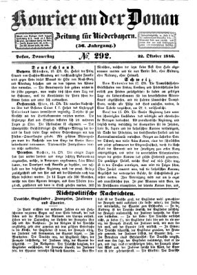 Kourier an der Donau (Donau-Zeitung) Donnerstag 22. Oktober 1846