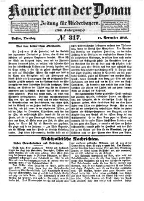 Kourier an der Donau (Donau-Zeitung) Dienstag 17. November 1846