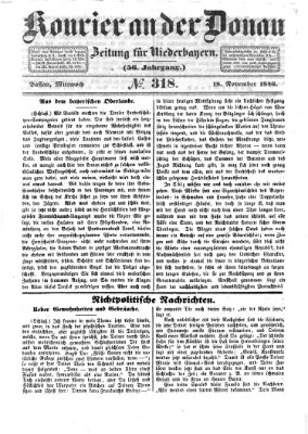 Kourier an der Donau (Donau-Zeitung) Mittwoch 18. November 1846