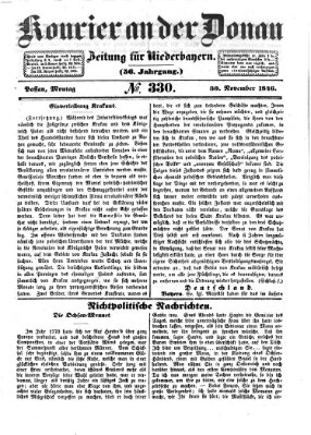 Kourier an der Donau (Donau-Zeitung) Montag 30. November 1846