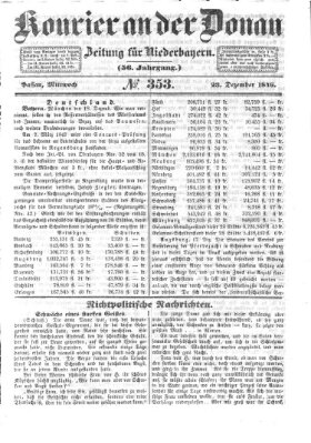 Kourier an der Donau (Donau-Zeitung) Mittwoch 23. Dezember 1846