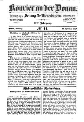 Kourier an der Donau (Donau-Zeitung) Samstag 13. Februar 1847