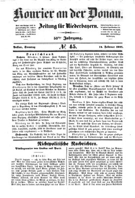 Kourier an der Donau (Donau-Zeitung) Sonntag 14. Februar 1847