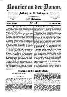 Kourier an der Donau (Donau-Zeitung) Dienstag 16. Februar 1847