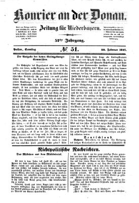 Kourier an der Donau (Donau-Zeitung) Samstag 20. Februar 1847