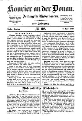 Kourier an der Donau (Donau-Zeitung) Freitag 9. April 1847