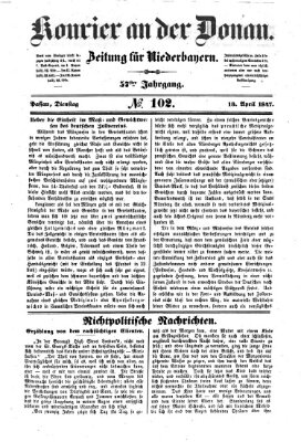 Kourier an der Donau (Donau-Zeitung) Dienstag 13. April 1847