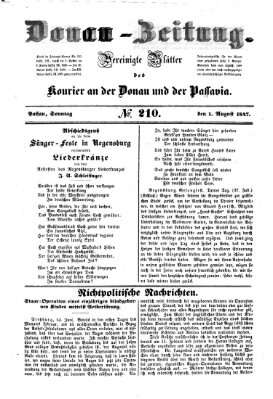 Donau-Zeitung Sonntag 1. August 1847