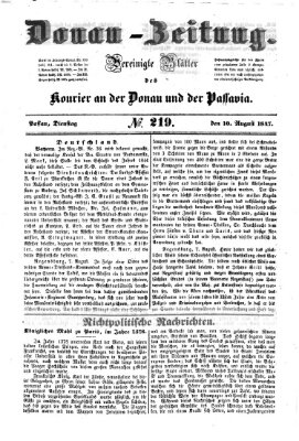 Donau-Zeitung Dienstag 10. August 1847