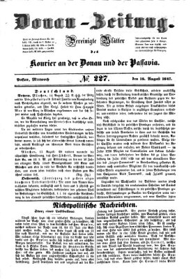 Donau-Zeitung Mittwoch 18. August 1847